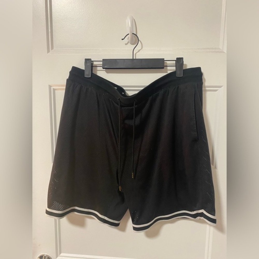 Original Use Black Athletic Mesh Shorts with White Trim